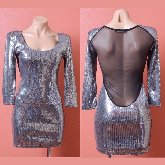 The Vintage Shop Dresses & Skirts - The Vintage Shop Sequin Silver Mini Dress M